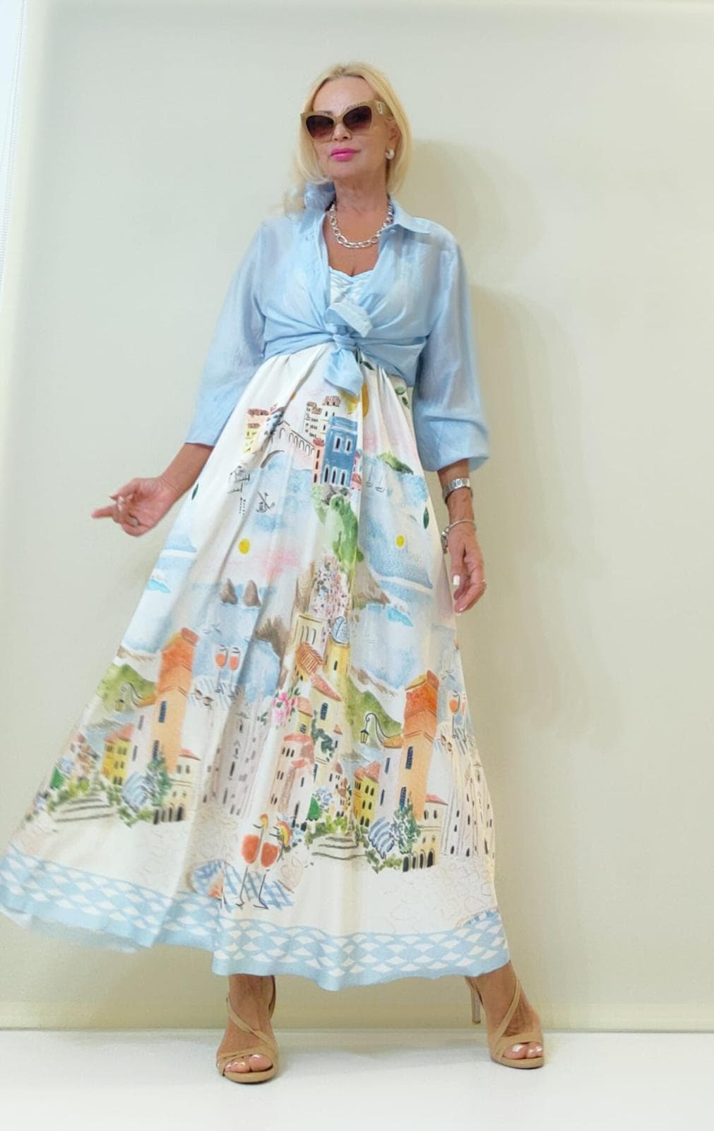 Noutati - Rochie Maxi Peisaj Mediteranean